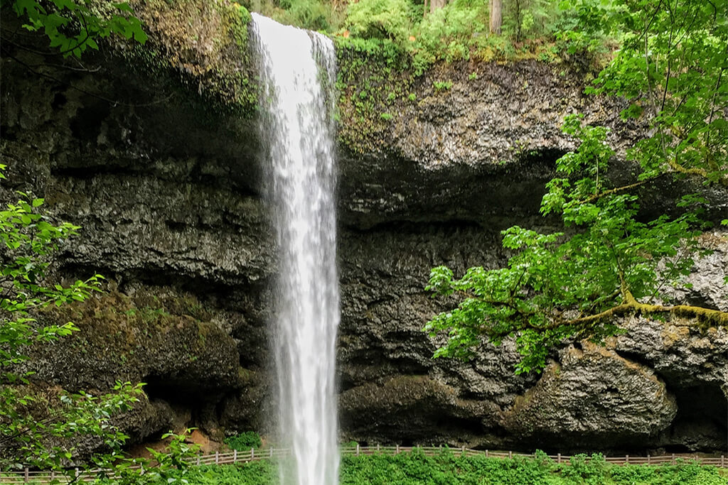 A view of South Falls at Silver Falls State Park.